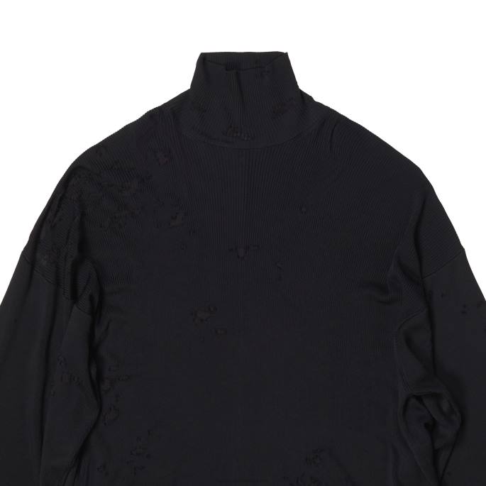 ženski uničen pulover z ovratnikom Balenciaga Črna N4DP1142