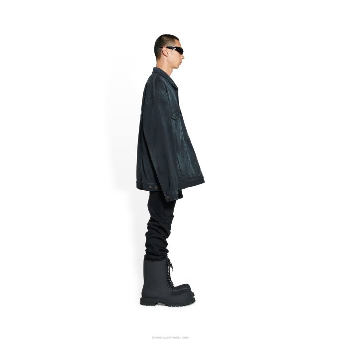 ženska ročno narisana bb ikona prevelika jakna Balenciaga Črna N4DP1096