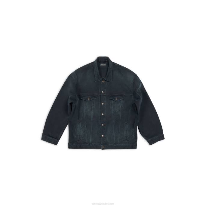 ženska ročno narisana bb ikona prevelika jakna Balenciaga Črna N4DP1096