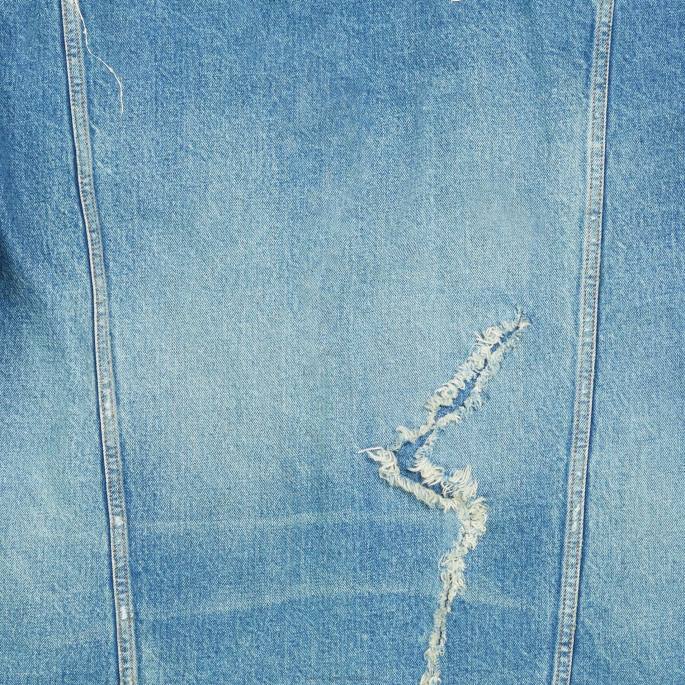 ženska zakrpana uničena jakna Balenciaga kislinsko modra N4DP1114