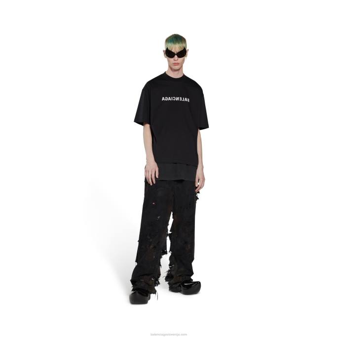 ženska majica s kratkimi rokavi z ogledalom srednjega kroja Balenciaga Črna N4DP1055