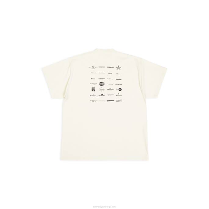 ženska majica z logotipi arhivov prevelika Balenciaga svetlo bež N4DP946