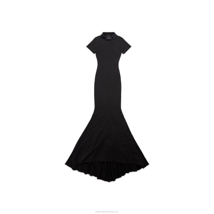 ženska majica maxi obleka Balenciaga črno zbledela N4DP1