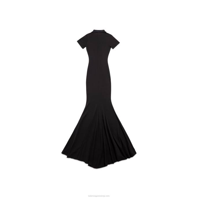 ženska majica maxi obleka Balenciaga črno zbledela N4DP1