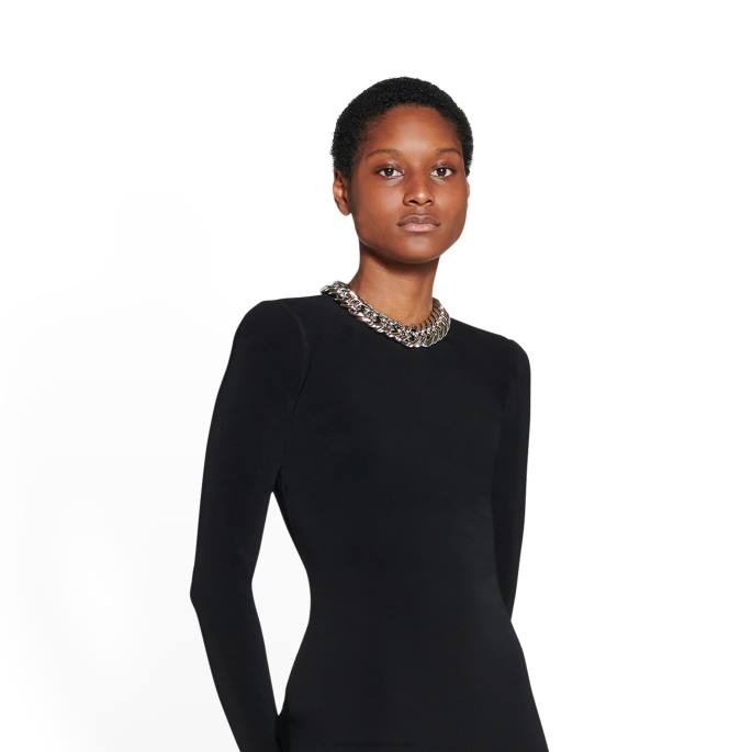 ženska maksi obleka z okroglim izrezom Balenciaga Črna N4DP106