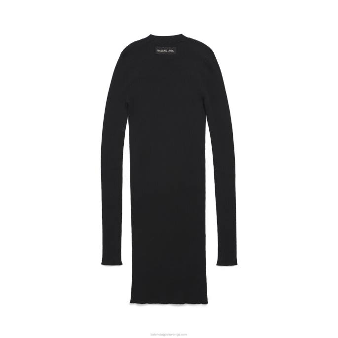 ženska mini obleka z okroglim izrezom Balenciaga bež/črna N4DP35