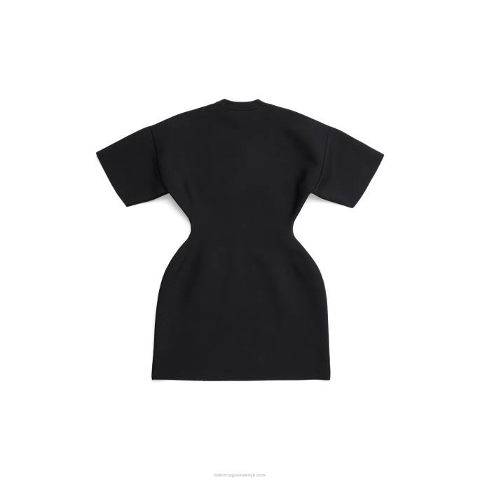 ženska obleka s peščeno uro in okroglim izrezom s kratkimi rokavi Balenciaga gola N4DP32