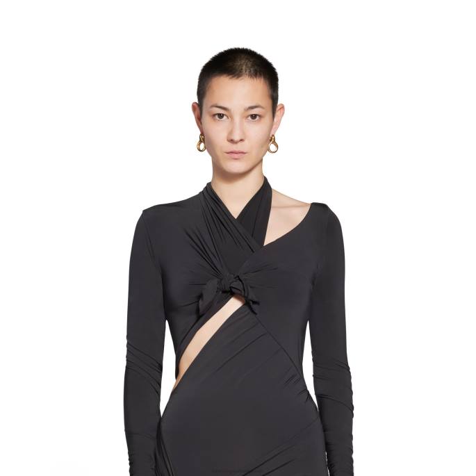 ženska obleka z vozli Balenciaga Črna N4DP3