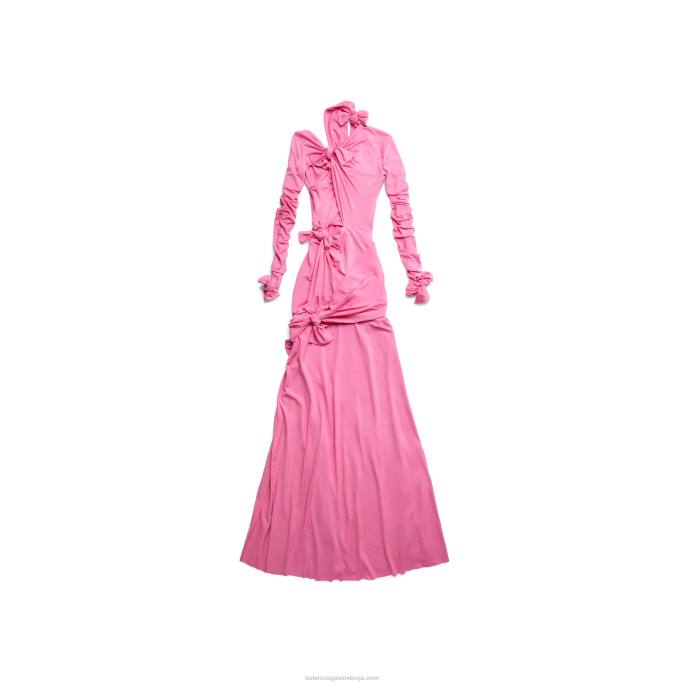 ženska obleka z vozli Balenciaga roza N4DP4