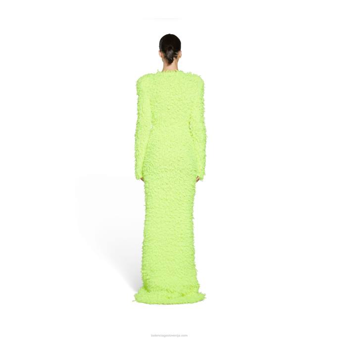 ženska puhasta maxi obleka Balenciaga rjav N4DP22