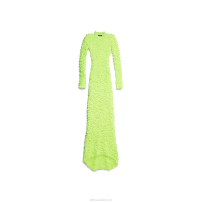 ženska puhasta maxi obleka Balenciaga rjav N4DP22