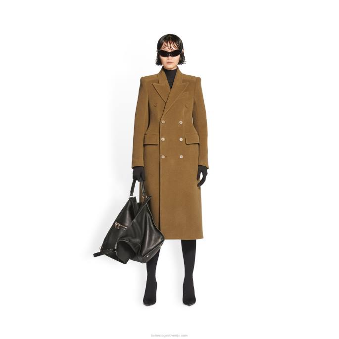 ženski plašč peščene ure Balenciaga temno bež N4DP114