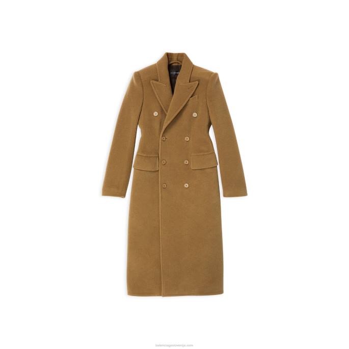 ženski plašč peščene ure Balenciaga temno bež N4DP114