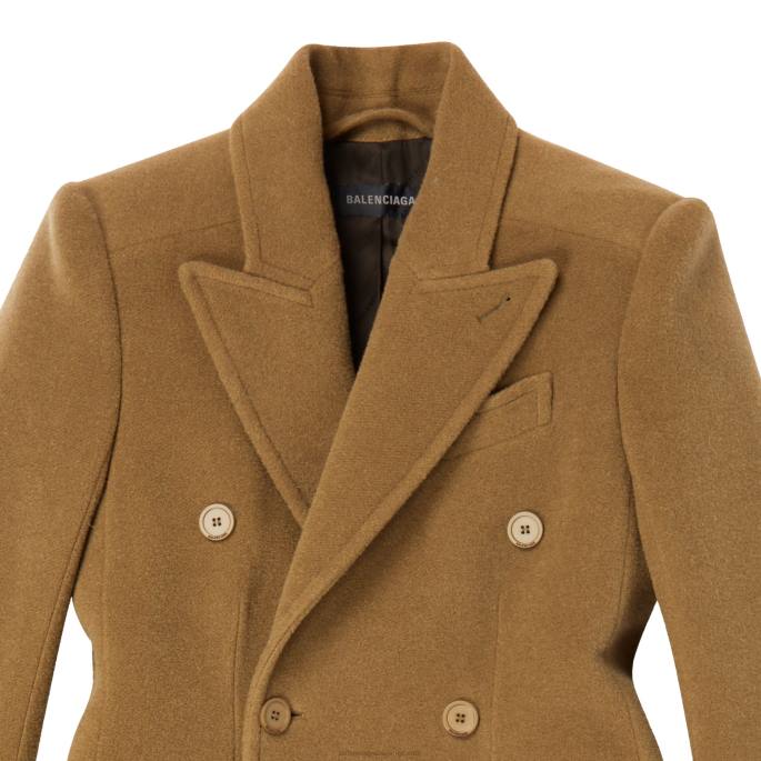 ženski plašč peščene ure Balenciaga temno bež N4DP114