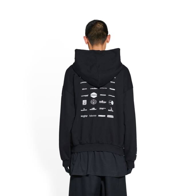 ženski pulover s kapuco z logotipi arhivov srednjega kroja Balenciaga Črna N4DP944