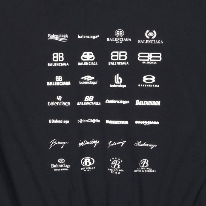 ženski pulover s kapuco z logotipi arhivov srednjega kroja Balenciaga Črna N4DP944