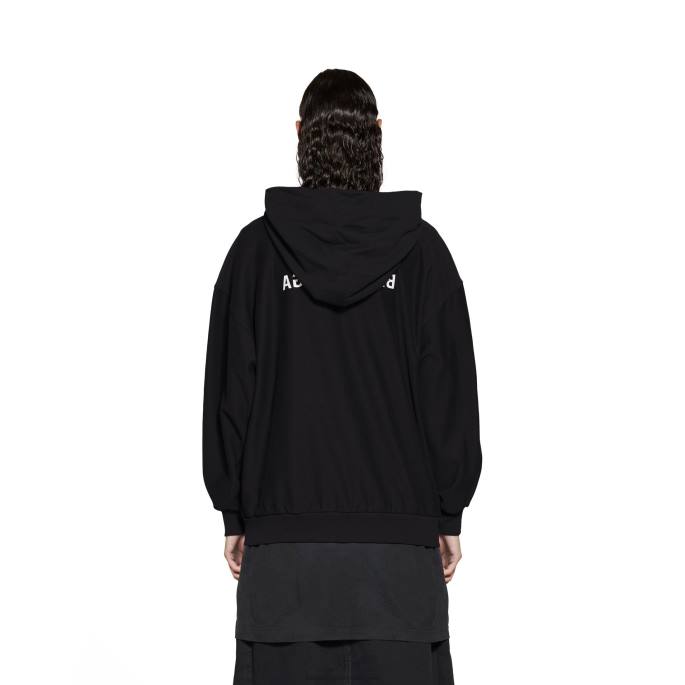 ženski pulover z zadrgo in kapuco z ogledalom majhnega kroja Balenciaga Črna N4DP1062