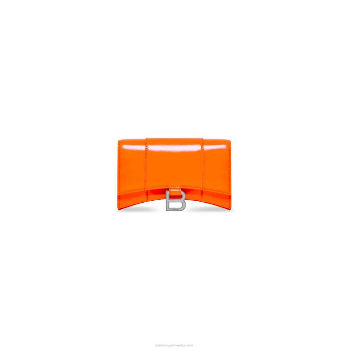 ženska denarnica s peščeno uro na verižici v škatli Balenciaga fluo oranžna N4DP597