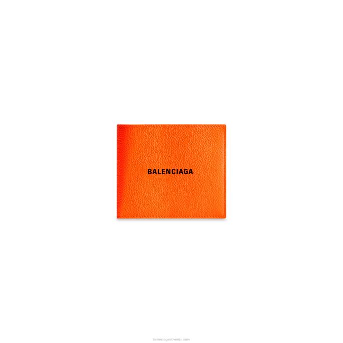 ženska gotovinska kvadratno zložena denarnica Balenciaga fluo oranžna N4DP600