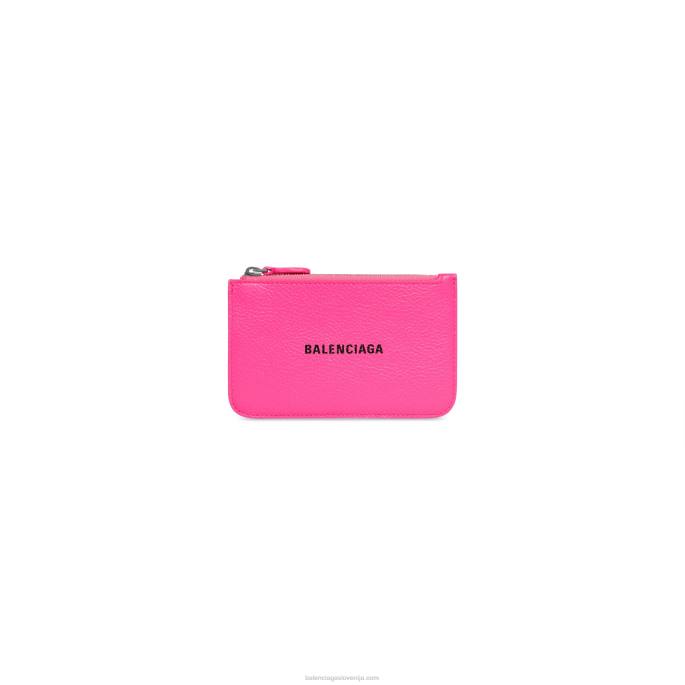 ženska gotovina velik dolg kovanec in držalo za kartico Balenciaga fluo roza N4DP642