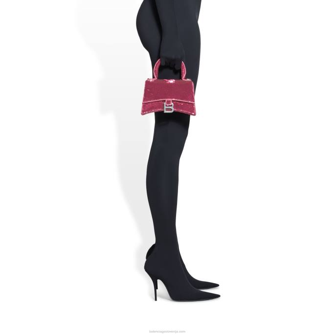 ženska torbica peščene ure xs z verižico in našitki Balenciaga roza N4DP277