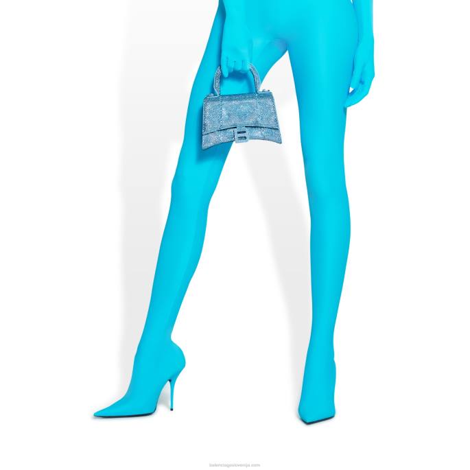 ženska torbica v obliki peščene ure xs z okrasnimi kamenčki Balenciaga modra N4DP450