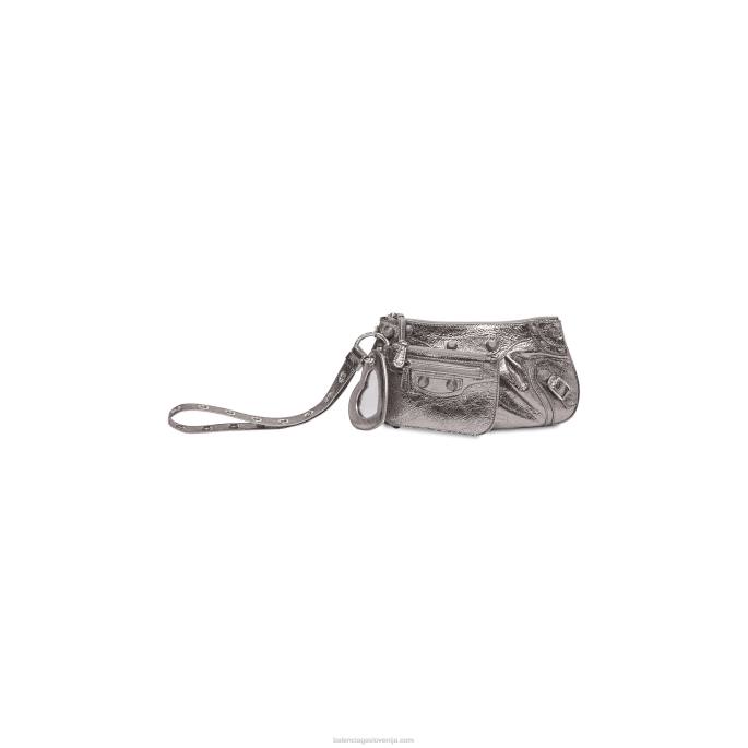 ženska le cagole mini multipouch metalizirana Balenciaga srebro N4DP608