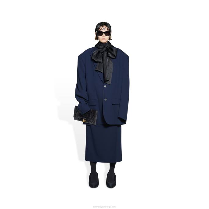 ženska ploščata torbica v obliki peščene ure z zavihkom, vtisnjenim v obliki krokodila Balenciaga Črna N4DP621