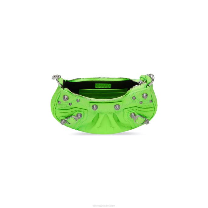 ženska mini torbica le cagole z verižico, vtisnjeno v obliki krokodila Balenciaga svetlo zelena N4DP502