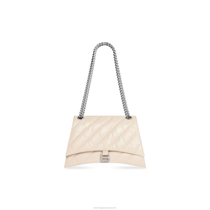 ženska prešita torba s srednjo verigo Crush Balenciaga pesek N4DP303