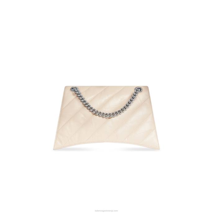 ženska prešita torba s srednjo verigo Crush Balenciaga pesek N4DP303