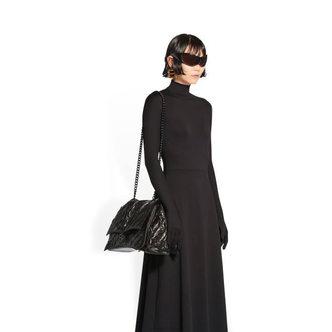 ženska prešita torba z veliko verigo Balenciaga Črna N4DP452