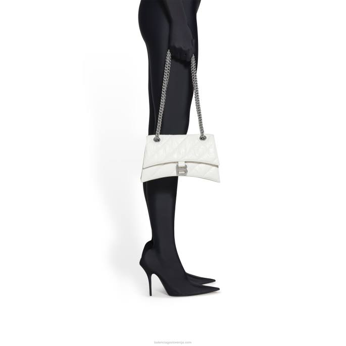 ženska prešita torbica z majhno verigo Balenciaga optika bela N4DP331