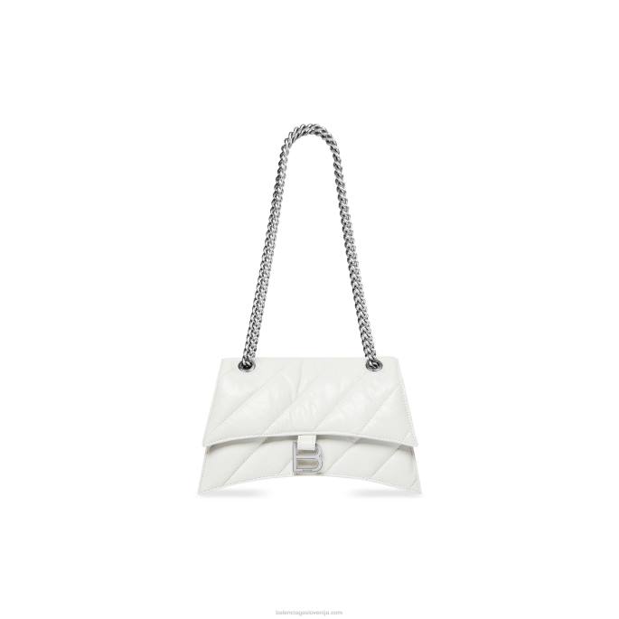 ženska prešita torbica z majhno verigo Balenciaga optika bela N4DP331