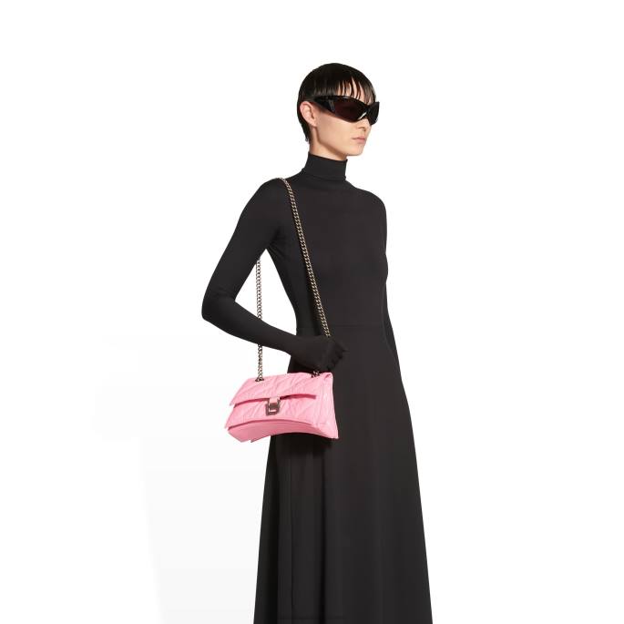 ženska prešita torbica z majhno verigo Balenciaga roza N4DP332