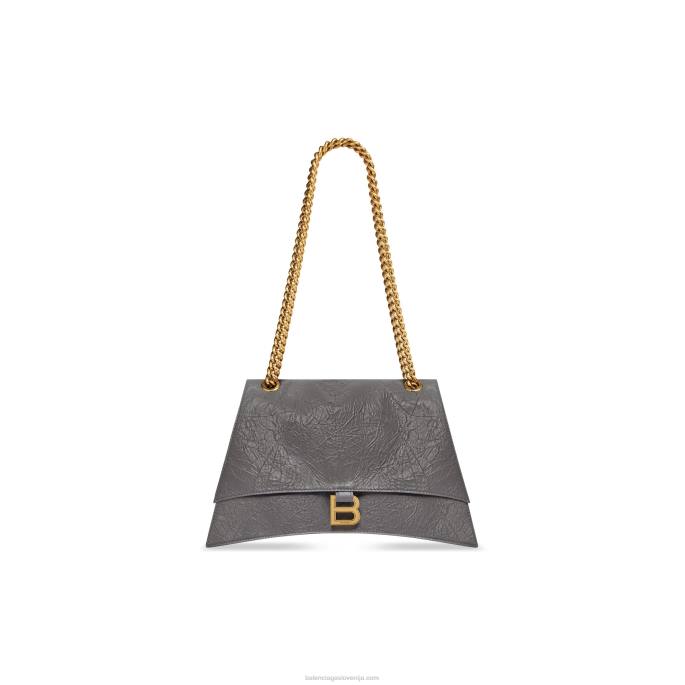ženska torba s srednjo verigo Crush Balenciaga temno siva N4DP326