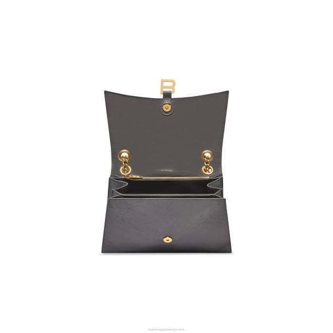 ženska torba s srednjo verigo Crush Balenciaga temno siva N4DP326