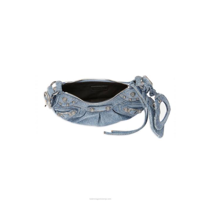 ženska torba za čez ramo le cagole xs iz jeansa Balenciaga modra N4DP494
