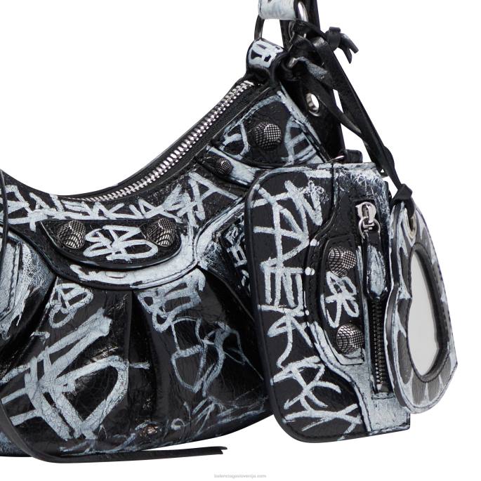 ženske le cagole xs naramna torba z grafitom Balenciaga Črna N4DP491