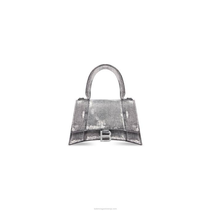 Ženska majhna ročna torbica v obliki peščene ure iz jeansa Balenciaga Črna N4DP439