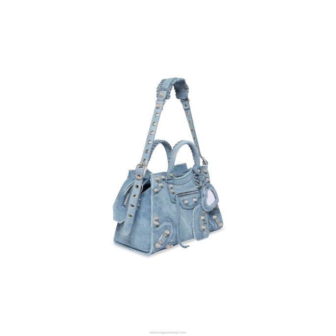 ženska neo cagole city torbica iz jeansa Balenciaga modra N4DP448