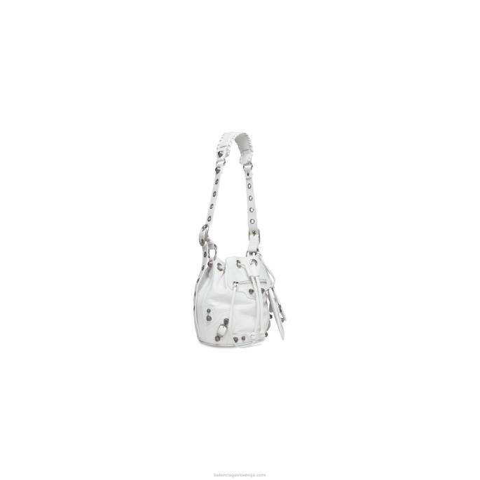 ženska torba le cagole xs bucket bag Balenciaga umazano bela N4DP389