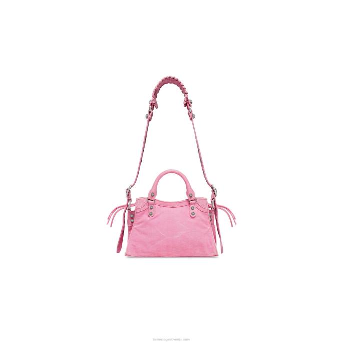 ženska torbica neo cagole xs iz jeansa Balenciaga roza N4DP513