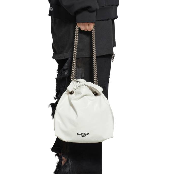 ženske zdrobijo majhno torbico Balenciaga optika bela N4DP296