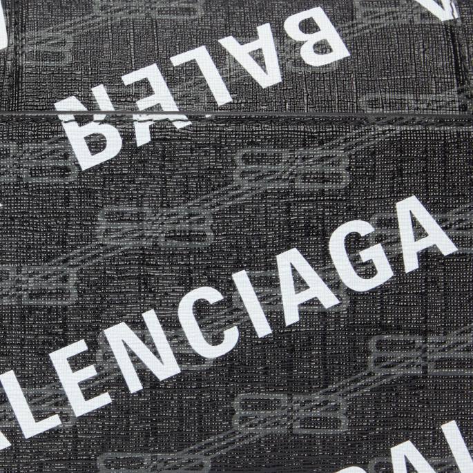 majhna ročna torbica v obliki peščene ure, bb, platno, prevlečeno z monogramom, in logotip v celoti Balenciaga Črna N4DP546